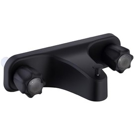 Mobile Home RV Tub Shower Center-Set Faucet, 8 inch, 2-Handle Wall Mount Shower Valve, RV and Motor Home Bath Tub & Shower Faucet with Clear Acrylic Knobs (Matte Black)