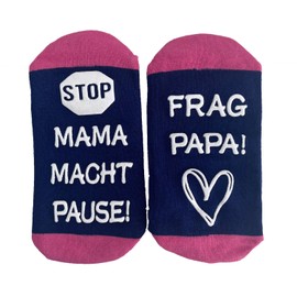 Funny Socks with the Print "Mama macht pause Frag Papa" Non-Slip Funny Cotton Socks as a Gift for Men and Women, Christmas, Valentine's Day and Birthday