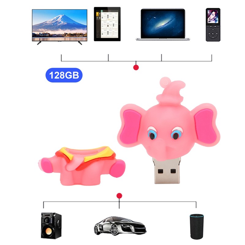 Cartoon U Disk Compatible Optional Memory Cute Elephant Memory Stick