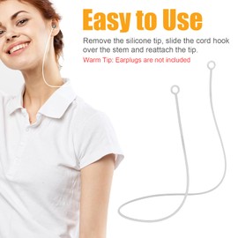 Earplugs Connector Cord,18.9in Silicone Anti Drop Ear Plugs Strap Earplug Lanyard with Clasp Anti-Tug Earplugs for Earbud with Detachable Removable Tips Chain Preventing Earplugs from Falling(White)