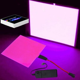 jose2015 Electroluminescent Panel 10x10CM,Cuttable DIY Electroluminescent El Panel Light,3 Modes with Battery Pack for DIY Decoration(Pink)