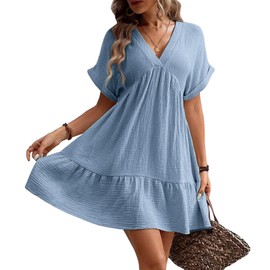 WEIMEY Trajes de Baño Mujer Vestidos Cover Up Playa Salida de Baño Ropa Pareos Cuello V Holgado