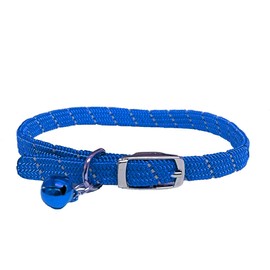 Cat/Kitten Reflective Softweave Collar with Safety Elastic & Bell with Safety Release (Blue)