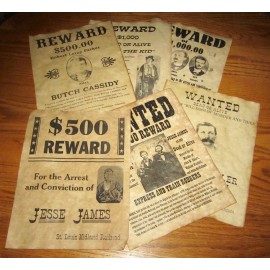 Butch Cassidy Old West Wanted Posters Jesse James Billy the Kid Younger Gang NEW