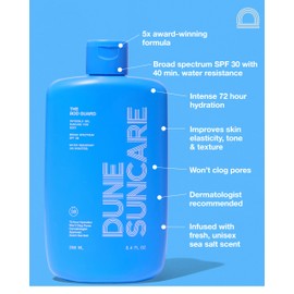 DUNE SUNCARE The Bod Guard - Award-Winning Clear Invisible Gel Body Sunscreen - Broad Spectrum SPF 30 Protection, 72 Hour Hydration, 40 Mins. Water Resistant, Reef Friendly, Non-Greasy (8.4 Fl Oz)