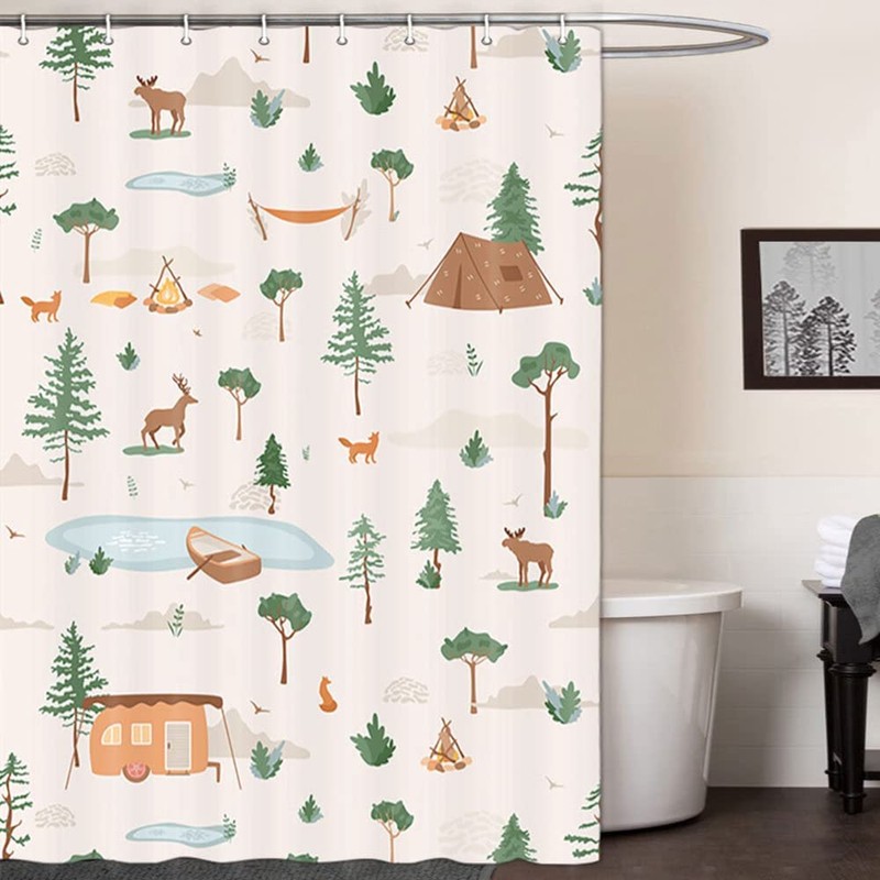 Boziqr Camper RV Shower Curtain Travel Trailer Bathroom Accessories Wild
