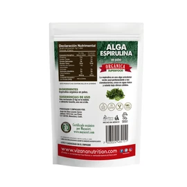 VIZANA NUTRITION | Alga Espirulina Orgánica Certificada en Polvo 200gr, Origen: China