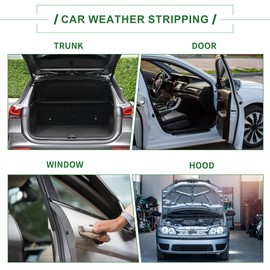 Motoforti Universal Car Weatherstrip Door Weather Stripping Edge Trim Seal Strip Self Adhesive Weather Seal Strip for Engine Cover Trunk Window, 13.1Ft, L-Shape, EPDM Rubber, Black