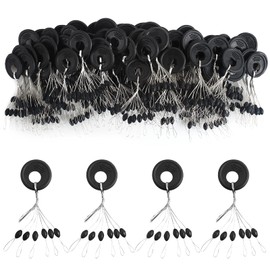 VIPMOON 600 Rubber Fishing Bobber Stopper, Rubber Stopper Line Stopper, Fishing, 6 in 1 Rubber Beads, Floats Fishing, Black, 3 Sizes Available (Oval, XS)