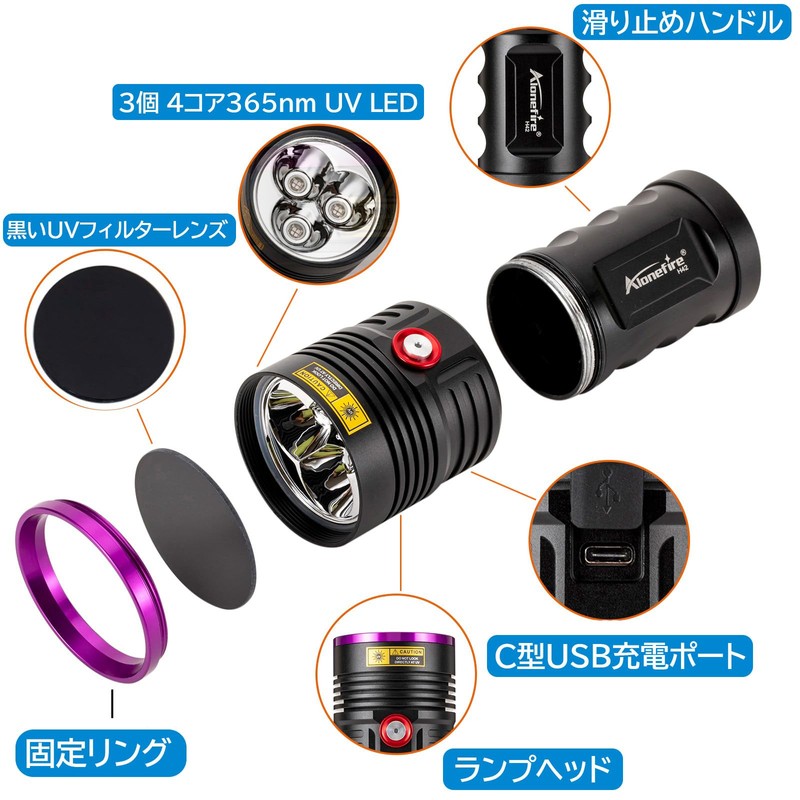 Alonefire H42UV Ultraviolet Black Light Powerful UV LED Light Wavelength