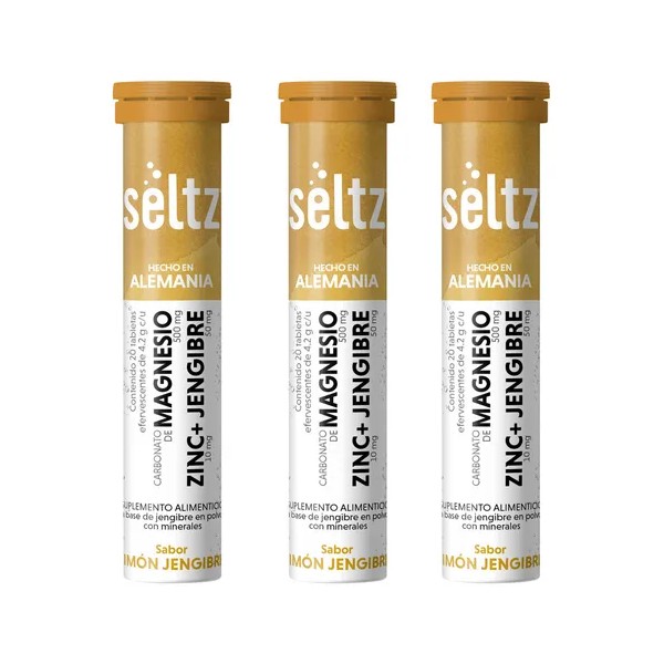Magnesio+zinc+jengibre Seltz 3 Pack Tabletas Efervescentes