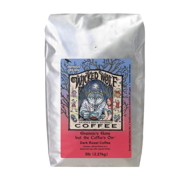 Raven's Brew Coffee - Wicked Wolf - Dark Roast - Full Body of Currant and Spice (Whole Bean, 5 lb)