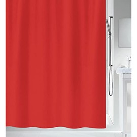 Spirella Anti-Schimmel Duschvorhang - Anti-Bakteriell, waschbar, wasserdicht - Polyester, „Primo “ 180x180cm Rot
