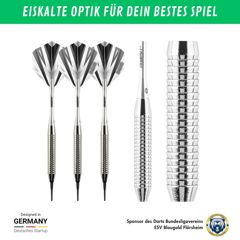 Champify® Blizzard 18 g Brass Soft Darts Set with Plastic