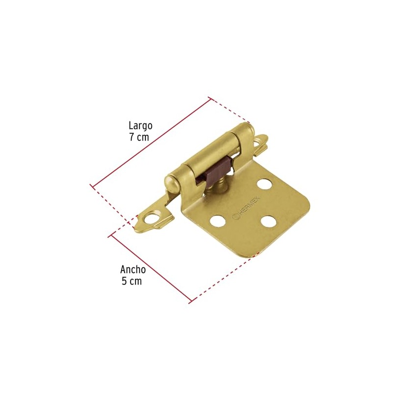 Hermex BIPA-71, Bolsa con 2 bisagras parche de 7cm, latonado