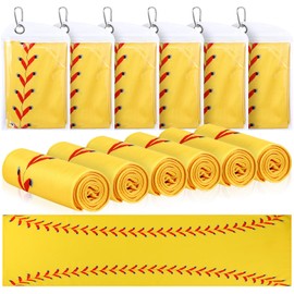 12 Pack Mini Softball Cooling Towels, 30"x9" Softball Towels with Bags, Breathable Chilly Ice Towel, Microfiber Towel Sport Rags for Players Sport Team Gift Party Favors(Yellow)