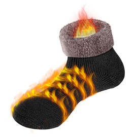 GiveGift Mens Slipper Socks Cosy Fleece Anti Skid House Home Socks Thermal Warm Sleep Bed Socks For Men Size 9-11, 2 Pairs/Pack