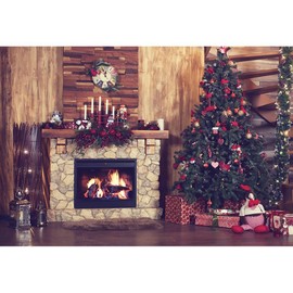 YongFoto 3x2m Vinyl Christmas Backdrop Photography Interior Decoration Christmas Tree Fireplace Gifts Backdrops for Photography Photo Shoots Photo Background Studio Props