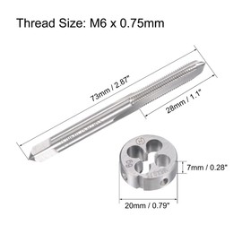 TOP-VIGOR M6 x 0.75mm Metric Tap Set Machine Tap with Round Tap, Heavy Duty Tap and Die Set for DIY, Repair, Cutting Outside