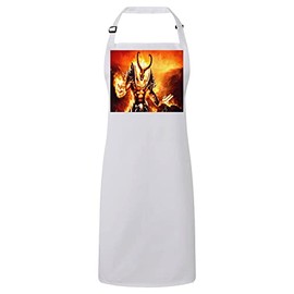 Fabulous Premium Kitchen Apron Demon Devil Satan Fire Video Games RPG, White