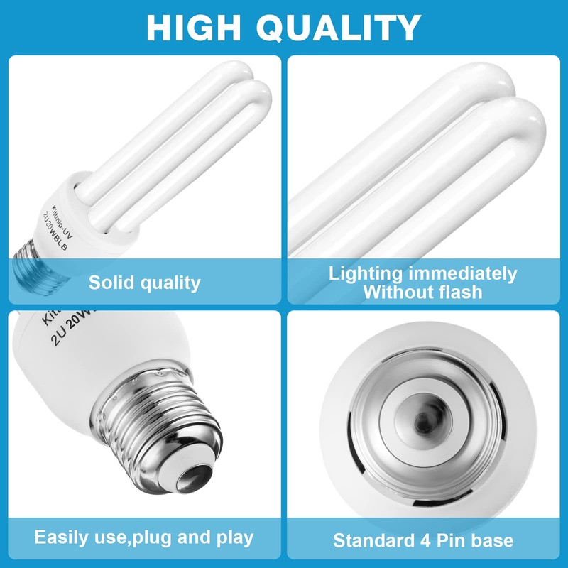 2 Pieces Bug Zapper Light Bulb 2U Type E27 20W