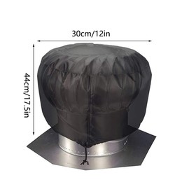 2Pcs 30 * 44cm/12 * 17.5in Roof Vent Cover, Heavy Duty Turbine Ventilator Protector Shield with Adjustable Drawstring, Waterproof 420D Oxford Fabric (Black)