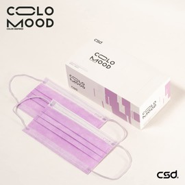 CSD Colo Mood Disposable Face Mask, 3 Ply Filter Protection with Colored Elastic Earloop, Breathable and Fashionable for Adult, Lavender Purple 30 Pcs/Box