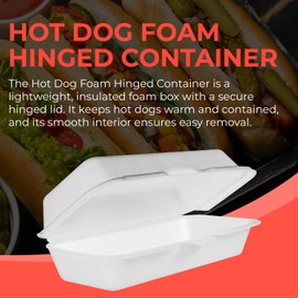 HOME GOODS MARKETPLACE Foam Hinged Hot Dog Containers, 40 Count - Premium Disposable Takeout Boxes for Hot Dogs, Sandwiches, Burgers, and Picnics