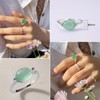 Richight Simple Cabochon Chrysoprase Sterling Silver 925 Natural Stone Large