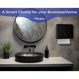 Multifold Paper Towel Dispenser Wall Mount (Black, 2-Pack), Folded Hand Towel Dispenser for Bathroom/Restroom, Commercial Paper Towel Holder, Trifold Paper Towels Dispenser by EnBath