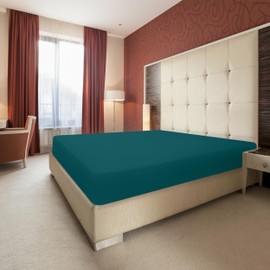 Utopia Bedding Fitted Sheet Double, Teal - Deep Pocket 14 inch (35 cm) - Easy Care - Soft Brushed Microfibre Fabric - Shrinkage and Fade Resistant - Bottom Sheet