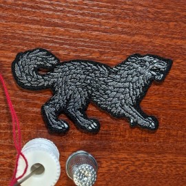Unbranded Game of Thrones Patch 2x3.5" House Stark Dire Wolf Embroidered Iron On