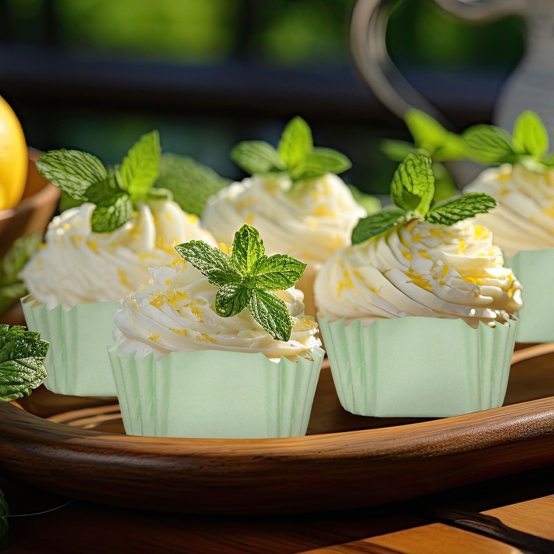 Whaline 500Pcs Sage Green Mini Square Cupcake Liners Disposable Paper