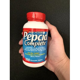 Pepcid Dual Action Complete 100 Chewable Tablets Berry Flavor 2027 Expiration