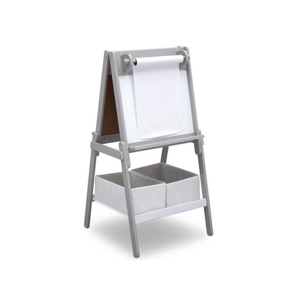 Delta Children MySize Kids Double-Sided Storage Easel -Ideal for Arts & Crafts, Drawing, Homeschooling and More - Greenguard Gold Certified, Grey