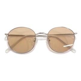 MERRY PLEASURE ty3550ph Dimmable Sunglasses, Polarized Sunglasses, Fishing, Sports, Driving, Date, Men's, Women's, Boston, Round Glasses, Light Color Lenses, Light Color Lenses, Silver x Lt.BROWN