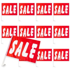 Sutter Signs Car Window Sale Flags for Dealerships, 12x16 Inch Red Sale Clip On Window Flags (Pack of 12)