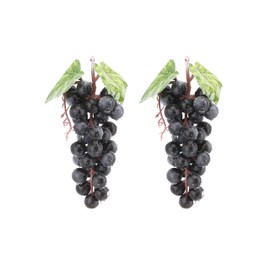 caiyjhao 2PCS Black Simulation Grapes, Fake Fruit Grapes Artificial Grapes Decorate The Kitchen Fruit Home Kitchen Decoration Thanksgiving Christmas Decoration Fruit Basket Decoration (36 Grains)