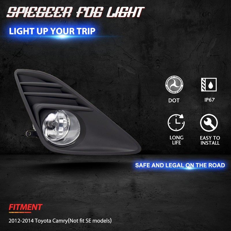 SPIEGEER Fog Lights for 2012 2013 2014 Toyota Camry Assembly