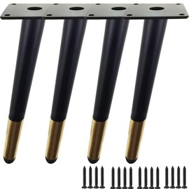TempFoo 6 Inch Metal furniture Legs Oblique Conical Metal Legs Matte Black Gold Mid-Century Style Furniture Feet for Sofa Cabinet Table Chair Cupboard Couch Home DIY Projects（ 4 Pc ）(15cm)
