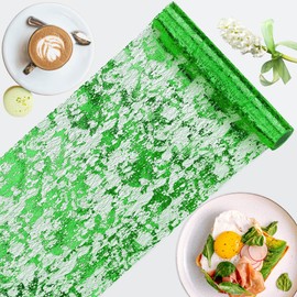 Vagasi Table Runner 29cm x 20m Green Metallic Glitter Table Runner Roll Thin Foil Long Table Decoration DIY Easy to Trim for Wedding, Birthday, Baby Shower, Bridal Shower