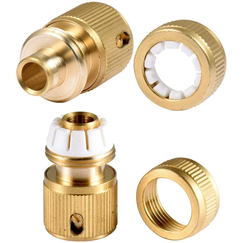 Hydrogarden 4 pc Brass Hose Connector Hose End Quick Connect