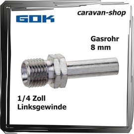 GOK Adapter 1/4 Inch Left to 8 mm Gas Pipe Connector Hose Pipe Propane LPG