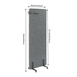 Office Partition,24 * 66In Light Gray Room Divider,Rectangle Divider Screen with 4 Wheels,Indoor Freestanding Anti-Peeping Privacy Screen,Soundproof Workstations Barrier for Family Life,Public Areas