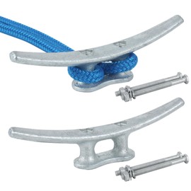DEDU Dock Cleat 8 Inch 2 Pack, Boat Cleat Open Base Hot Dipped Galvanized Cast Iron, Boat Dock Cleats with Hardware Weatherproof Tie Downs for Boat, Decks, Marine or Home Decoration