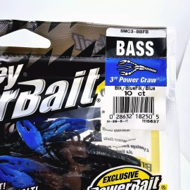 Berkley PowerBait Extra Scent Bio Salt 3" Power Craw 10 Count Or 12 Ct You Pick - Black/Blue Flake/Blue