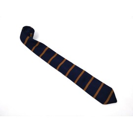 F NODE Knit Tie, Narrow Tie, Sword Tip, Striped, Navy X Brown, 2.8 inches (7 cm), Gift, Wedding, Sword Tip, Stylish, Business, Length, Knit Tie, Washing, Large Sword, Cleaning, Apron, How to Tie