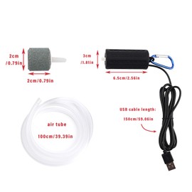 Useekoo USB Aquarium Air Pump - Ultra Durable & Quiet, Nano Aquarium Air Pump Air Bubbler for Fish Tank with Air Stone and Silicone Tube - Black