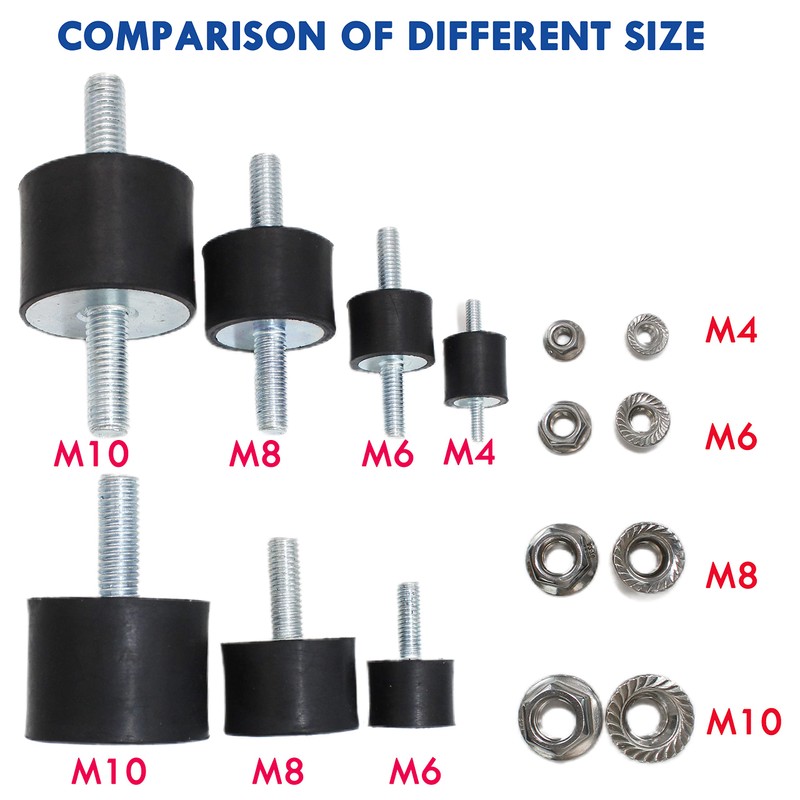 BOPOREAE 4 Pcs M10 40 x 30 mm Rubber Isolator