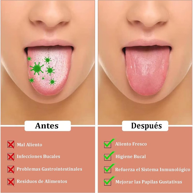 4 Piezas Limpiador de Lengua de Acero Inoxidable, con Estuche